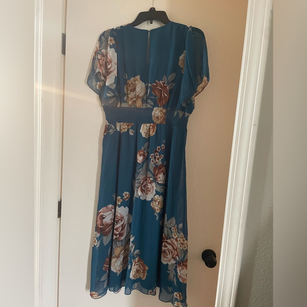 Baltic Born Teal Floral Midi Dress - Picture 4 of 7